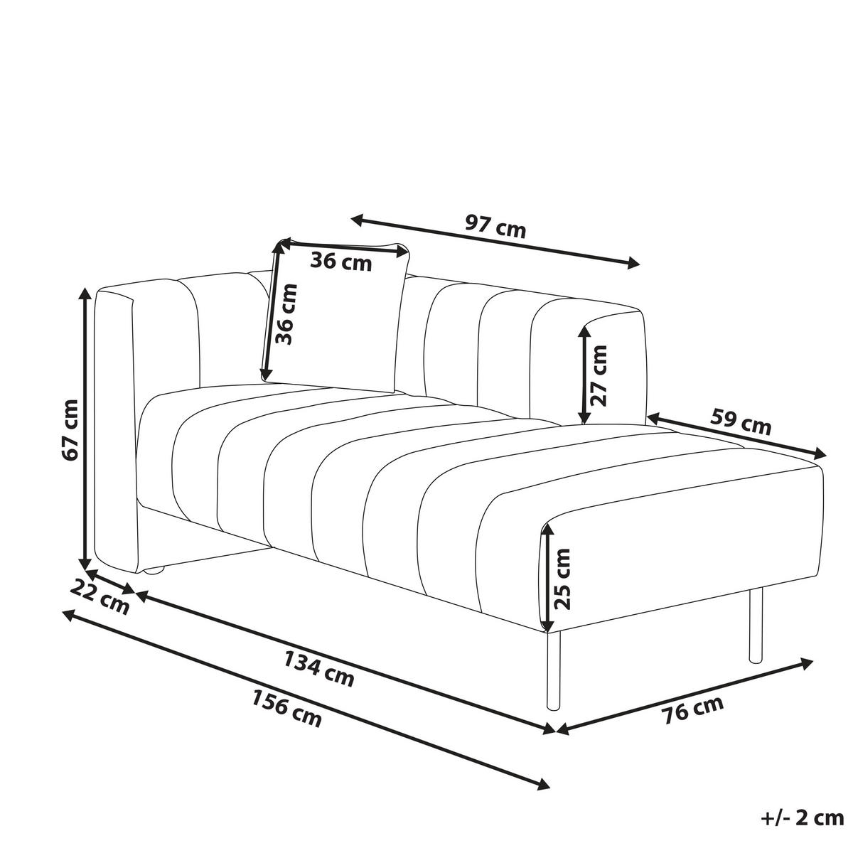 CHAISELONGUE Samtstoff olivgrün linksseitig Lannils - Schwarz/Grün, Textil (156/67/76cm) - Beliani