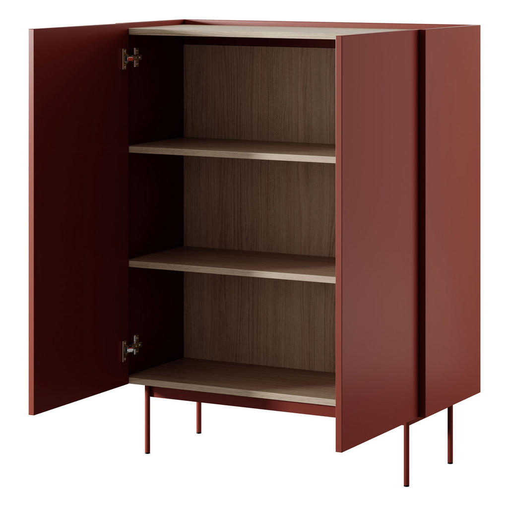 Thumbnail - Feldmann-Wohnen Highboard, Rot, Hellbraun, Holz, 2 Fächer, 97x122x37 cm, Wohnzimmer, Kommoden & Sideboards, Highboards