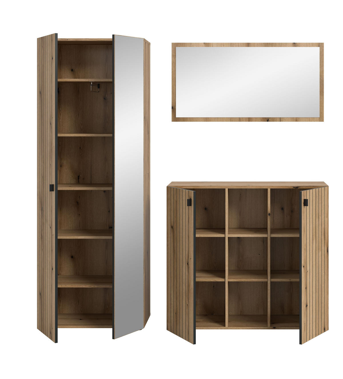 GARDEROBEN-SET STATION 3-tlg. (B/H/T: ca. 191/192/37 cm) in Evoke Oak Nachbildung/Evoke Oak Nachbildung - Eichefarben, Holzwerkstoff (191/192/37cm)