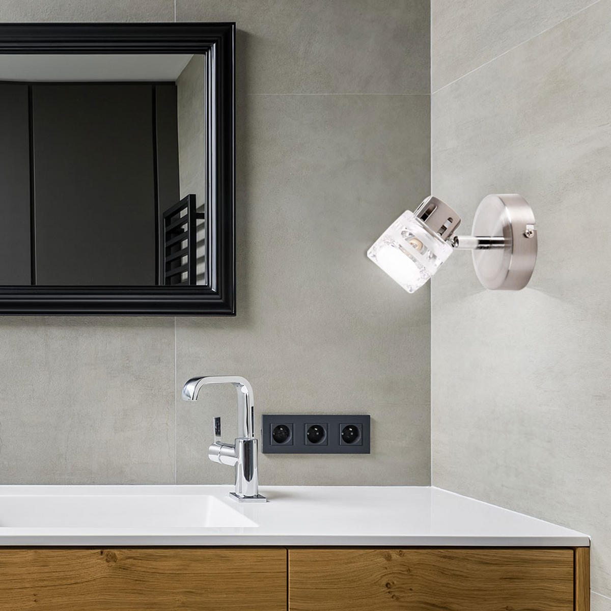 LED WANDLEUCHTE Sulla Silber - Silberfarben, Glas (9/12/9cm)