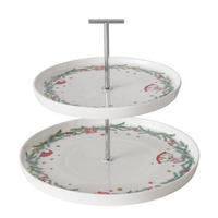 ETAGERE Florenza 2-stöckig 22 cm - Weiß, Keramik (26/22/26cm)
