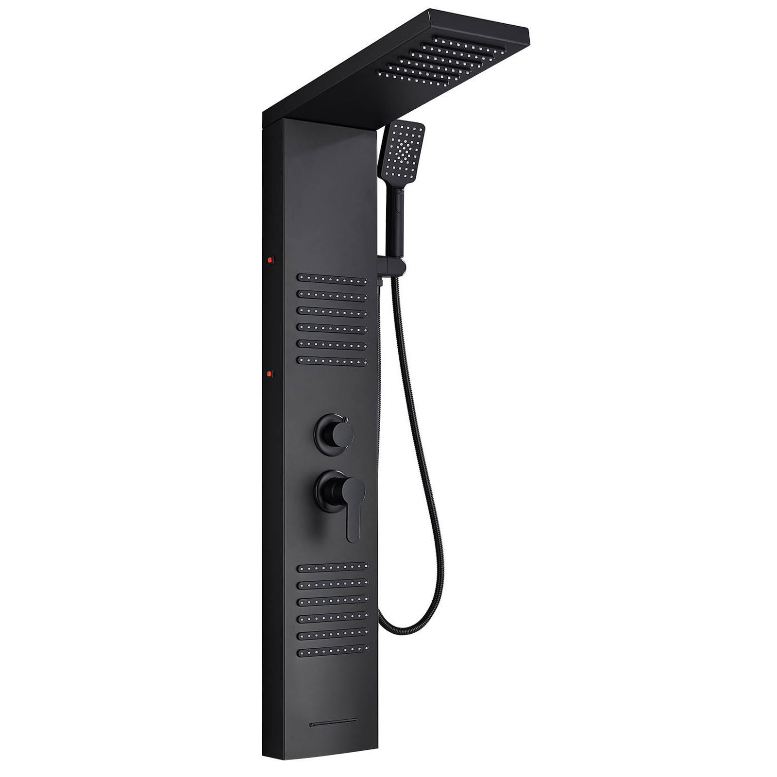 ÜBERKOPFBRAUSESET Schwarz LED Regendusche Massagedüsen - Schwarz, Metall (20/122/46cm) - Kaket