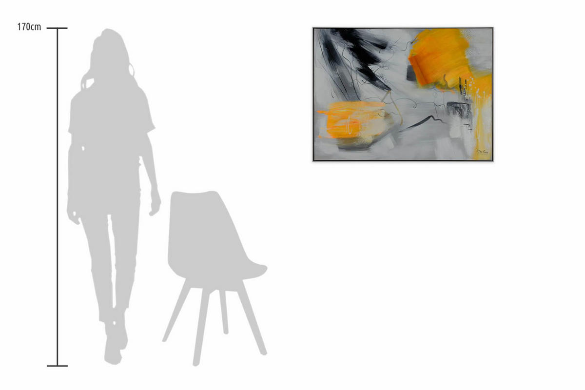 ACRYLBILD HANDGEMALT 103/78 cm - Orange/Grau, Textil (102.5/77.5cm) - KUNSTLOFT