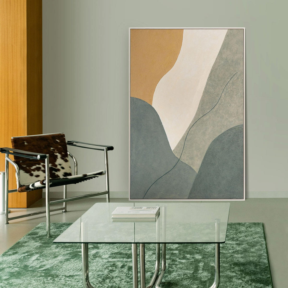 GEMÄLDE Ewige Linie Schattenfugenrahmen Eichefarben 140x100 cm - Eichefarben, Holz (140/100cm) - YS-art gallery