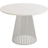 ESSTISCH Naro rund ausziehbar mit Lamellen-Metallgestell in Grau-Beige, Grau-Beige 100-180/100/76 cm - Kaschmir/Beige, Holzwerkstoff/Metall (100/176/76cm) - WFL GROUP