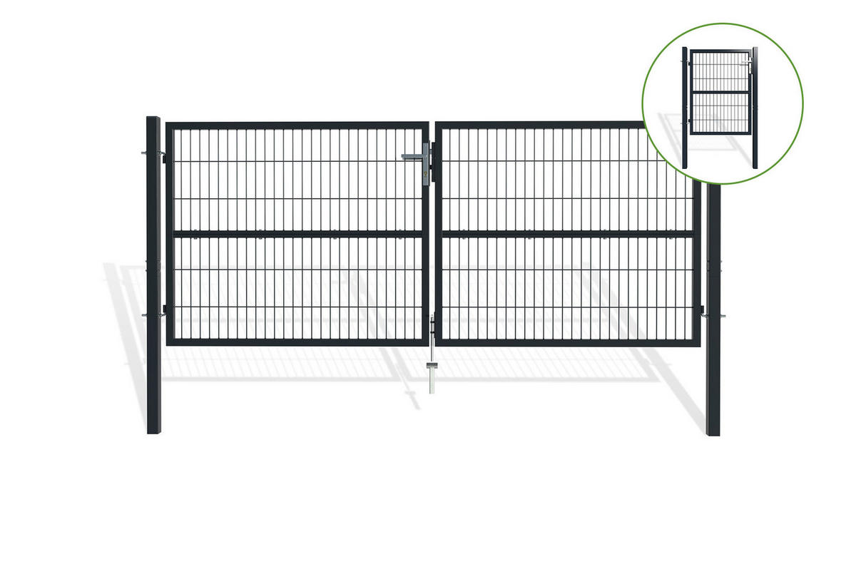 ZAUNTOR Razo Grau 3m H.120cm + TÜRCHEN 1m H.120cm - Grau, Metall (306/126cm) - Casanoov