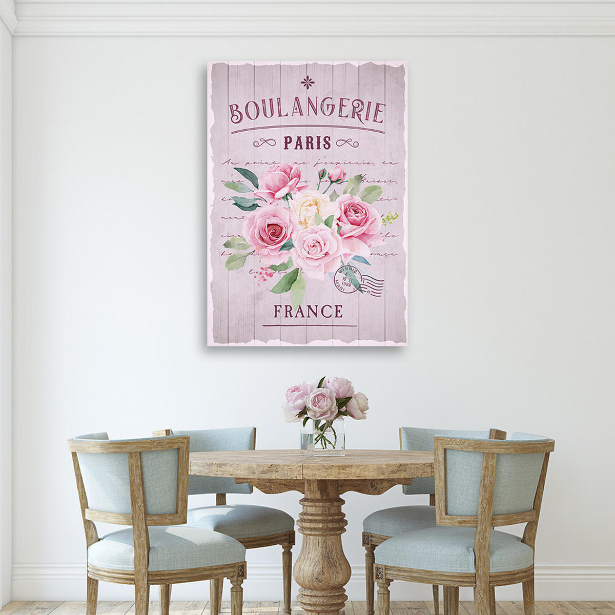 WANDBILD vintage rosenstrauß - Pink, Textil (40/60cm) - Feeby