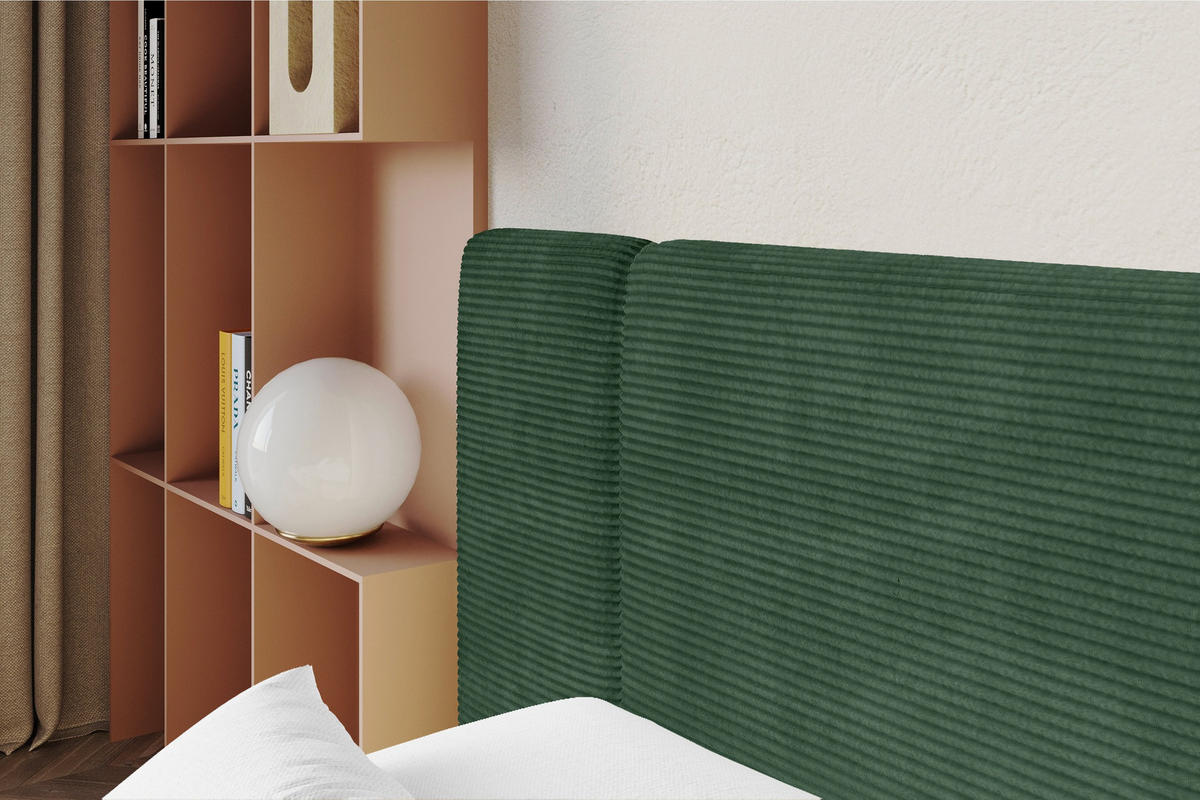 POLSTERBETT mit Bettkasten und Lattenrost, Bett mit Matratze H3/H4 - NILO 140x200 Grün - Grün, Holzwerkstoff/Textil (140/200cm) - ALTDECOR