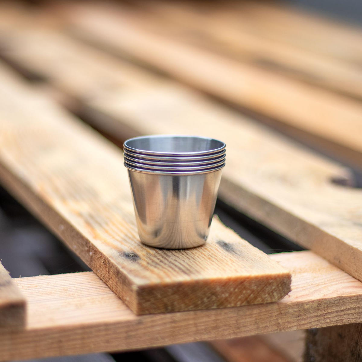 CAMPING BECHER SET Edelstahl - Silberfarben, Metall (0.055L) - Intirilife