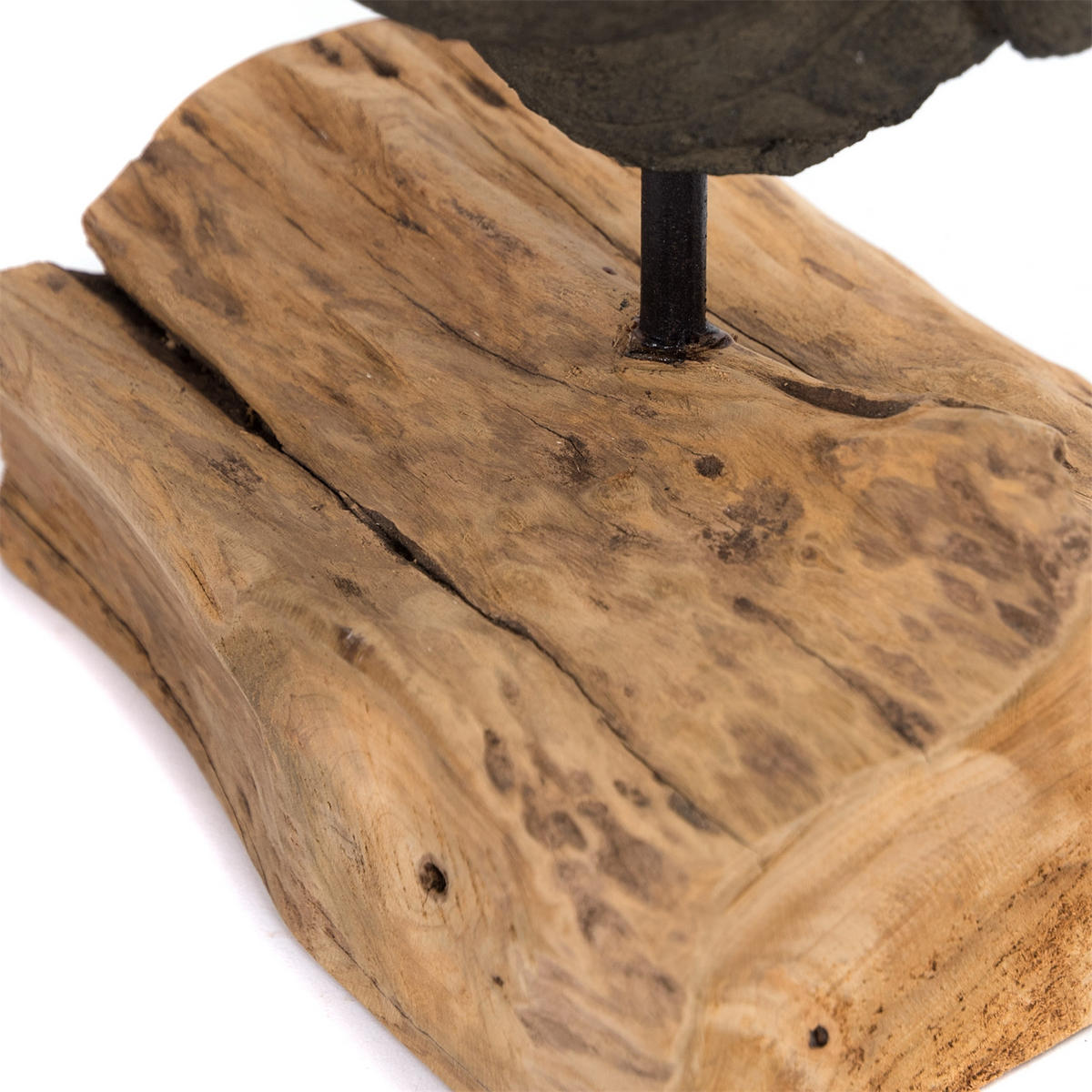 SKULPTUR Buddha Beton, auf Wurzelholzsockel grau-braun - Grau, Holz (25/45/18cm) - CREEDWOOD
