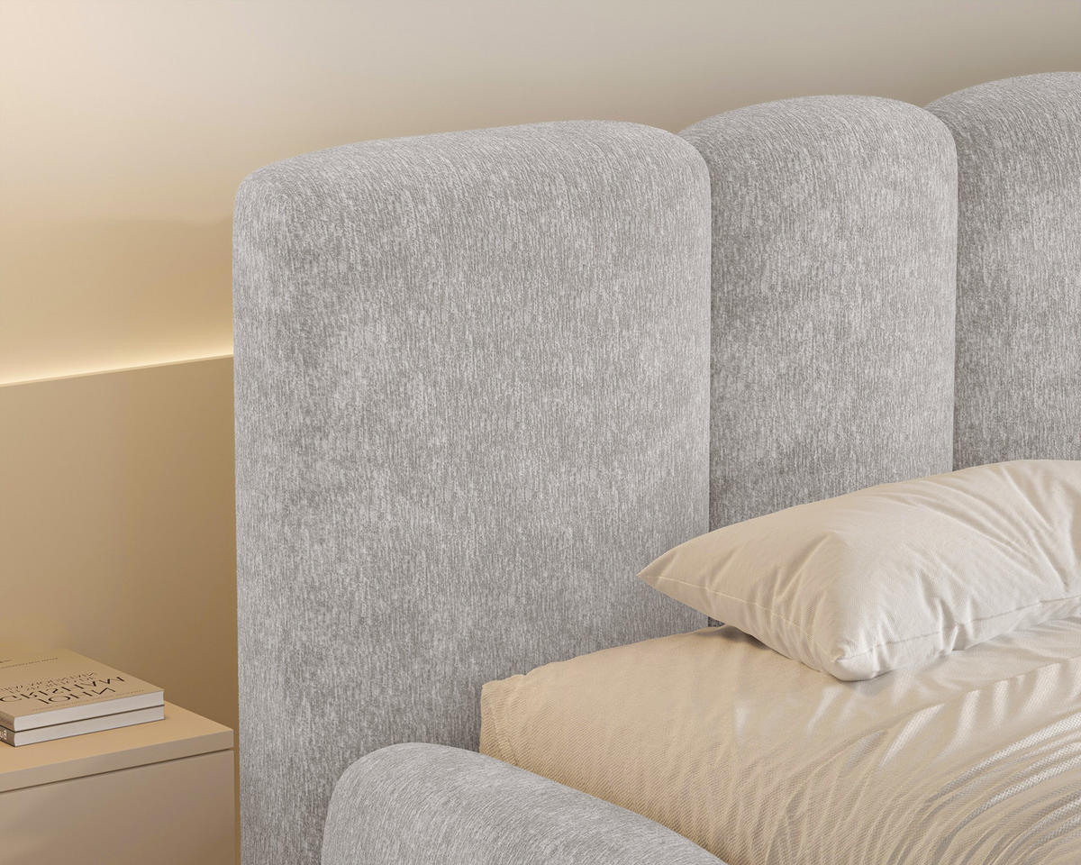 POLSTERBETT 26 - 180x200 cm – Amari – Bett mit Bettkasten und Gepolstertem Kopfteil - Grau, Holz (180/200cm) - ROYAL24_MARKT