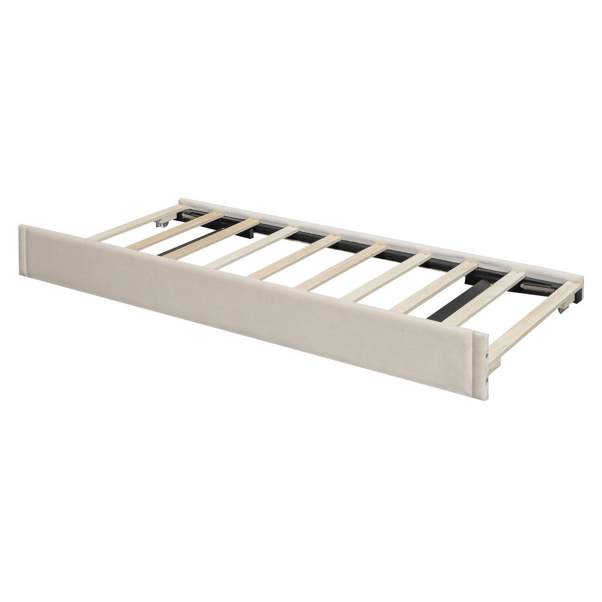 POLSTERBETT 90/200 cm Beige mit ausziehbarem Zusatzbett - Beige, Textil (90/200cm) - OKWISH