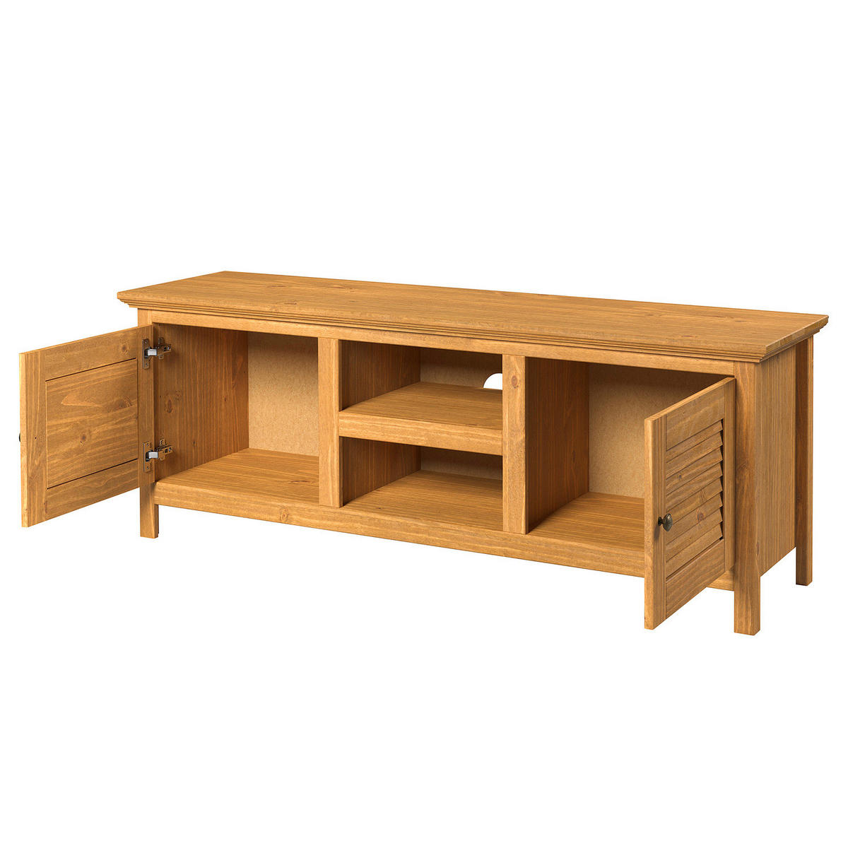 MASSIVES TV-LOWBOARD - Kiefer massiv - 150 cm - Braun/Kieferfarben, Holz/Metall (150/55/42cm) - home24