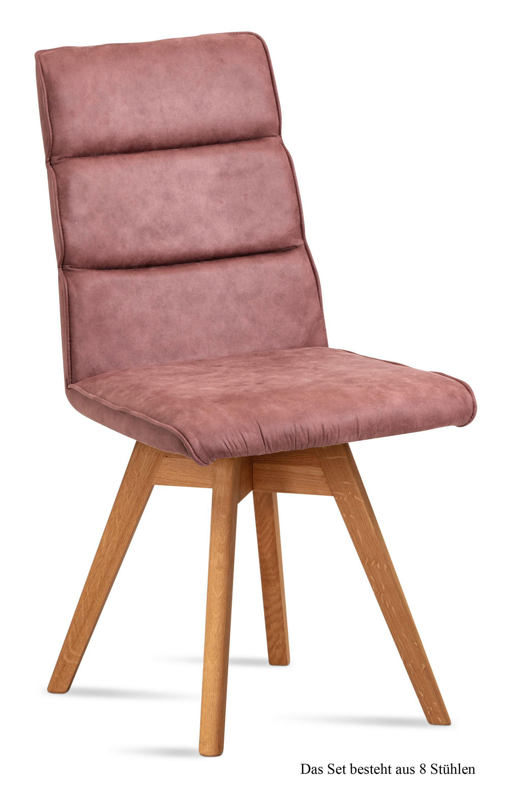 ESSZIMMERSTUHL drehbar (8er-Set) Doris 47x92x60 Eiche geölt/Rosewood - Eichefarben/Dunkelrosa, Kunststoff (60/92/47cm) - 58aufmkessel