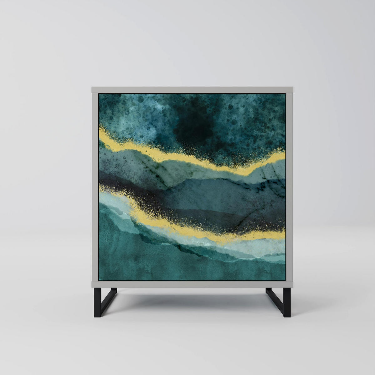 SIDEBOARD GOLDRUSH ODYSSEY, Grau, 57,5x42x57,5 cm, Ohne Füße - Multicolor/Grau, Holzwerkstoff (57.5/57.5/42cm) - SpaceRebels