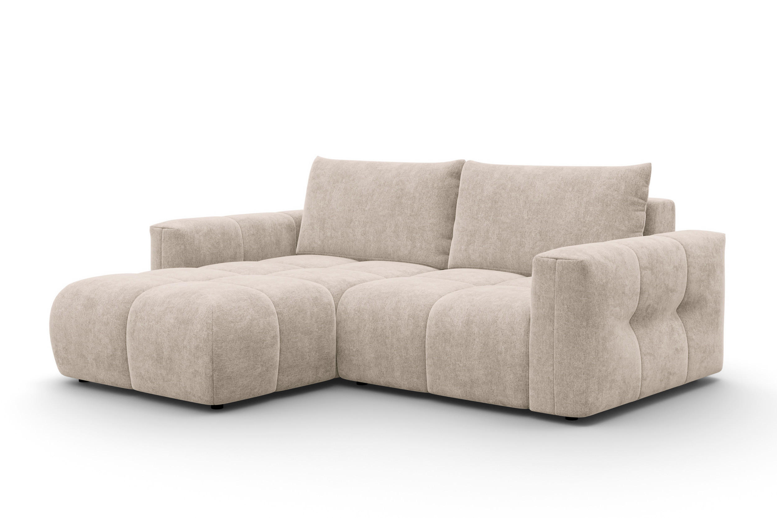 ECKSOFA VERONA 3-Sitzer links, Beige - Beige/Schwarz, Holz/Textil (224/173cm) - Courtois Laville