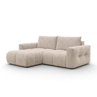 ECKSOFA VERONA 3-Sitzer links, Beige - Beige/Schwarz, Holz/Textil (224/173cm) - Courtois Laville