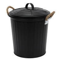 KOSMETIKEIMER mit Deckel 23/24/28,5 cm - Schwarz, Metall (24/28.5/23cm) - Wenko