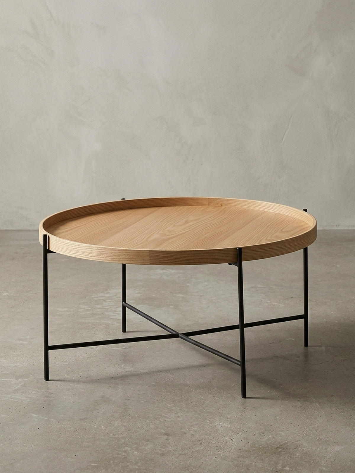 COUCHTISCH Eichenholz Furnier mit stabilem Metallgestell, Modernes zeitloses Design - Schwarz/Braun, Holz/Metall (78/78/40cm) - KADIMA DESIGN