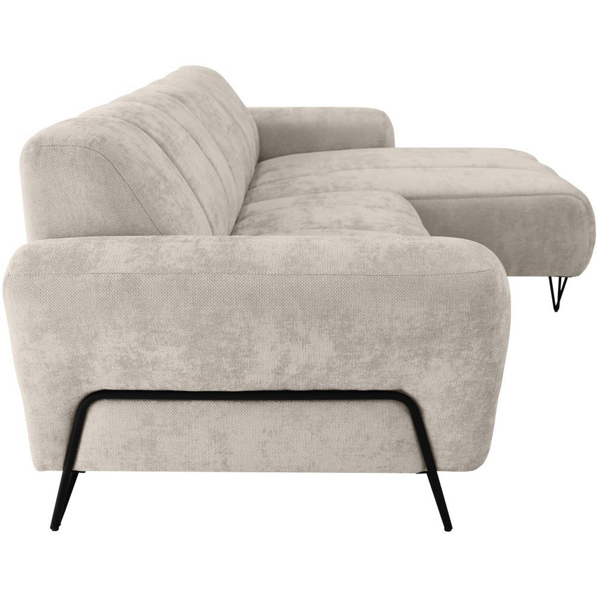 ECKSOFA Volare Mini ohne Schlaffunktion beige rechts, Storm-Stoff - Beige/Schwarz, Textil/Metall (256/165cm) - Beautysofa