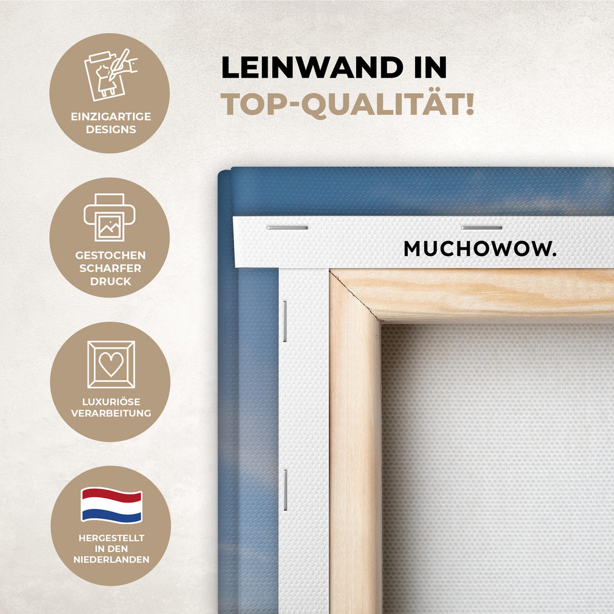 LEINWANDBILD Strand - Meer - Düne - Sonnenuntergang - Landschaft Deko Groß 90x140 cm - Beige, Textil (90/140cm) - MuchoWow