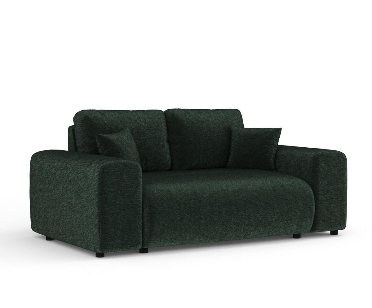 2-SITZER-SOFA Zanzibar Grün Chenille - Schwarz/Grün, Holz/Holzwerkstoff (178/79/108cm) - Maison de Reve