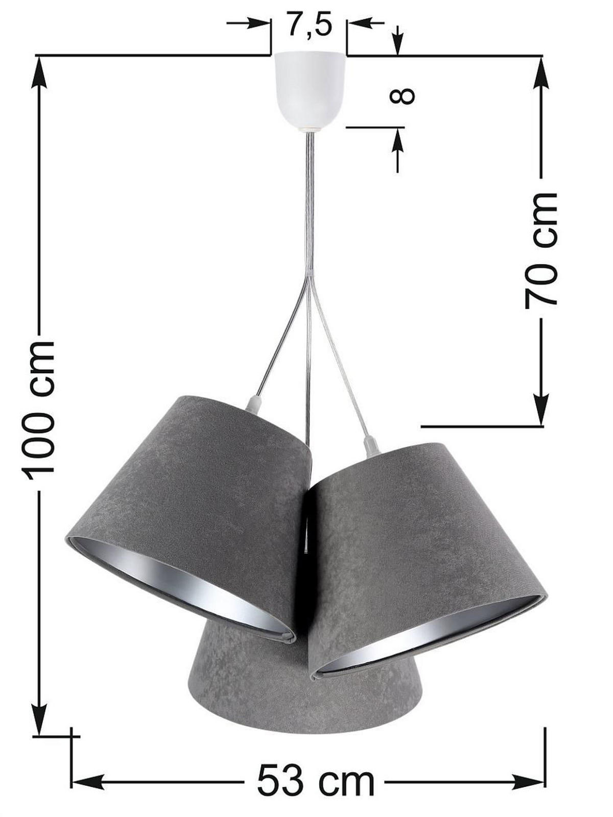 HÄNGELEUCHTE Grau 26/19 cm - Silberfarben, Kunststoff (26/0.8/19cm) - ONZENO