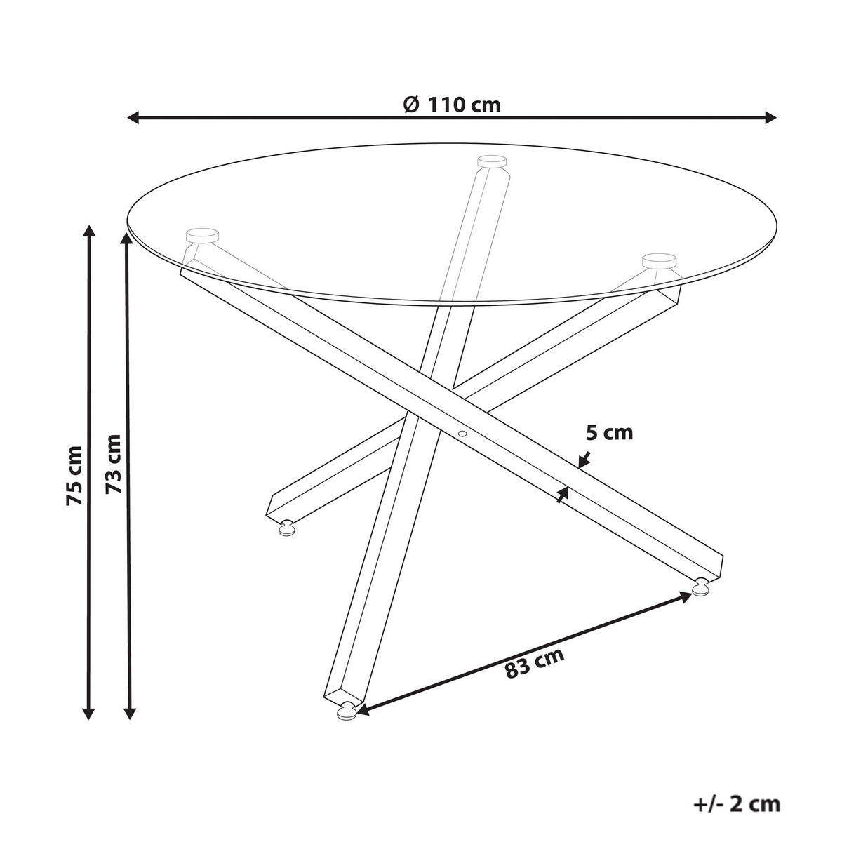 JÍDELNÍ STŮL Zlatý 110 cm 110 cm Bezpečnostní sklo Butler - zlatá/průhledná, sklo (110/110/75cm) - Beliani