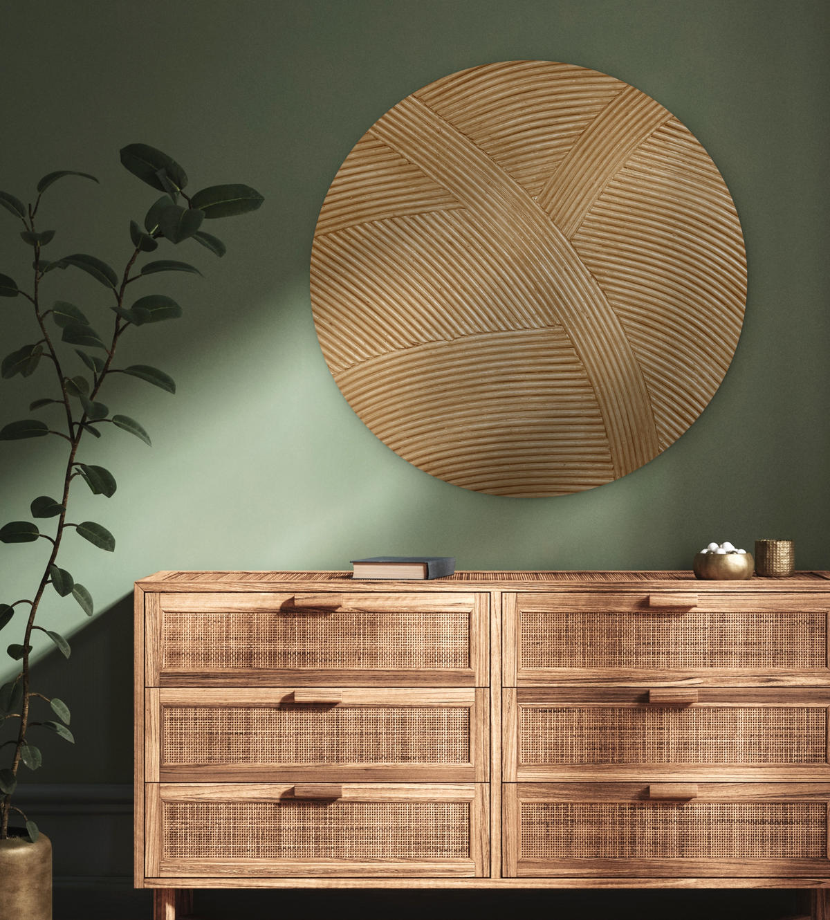 WANDBILD Struktur - Natur - Kunst - Rattan 90x90 cm - Naturfarben, Kunststoff (90/90cm) - MuchoWow