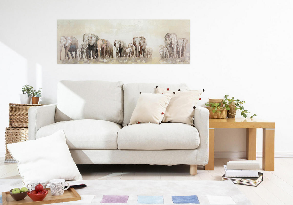 ÖLGEMÄLDE 150/50 cm - Beige, Holz/Textil (1.82/50cm) - KUNSTLOFT