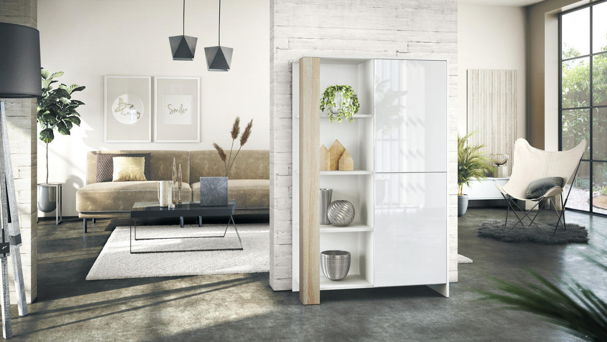 HIGHBOARD Canto Eiche sägerau - Eiche San Remo, Holzwerkstoff (95/151.5/36cm) - Vladon