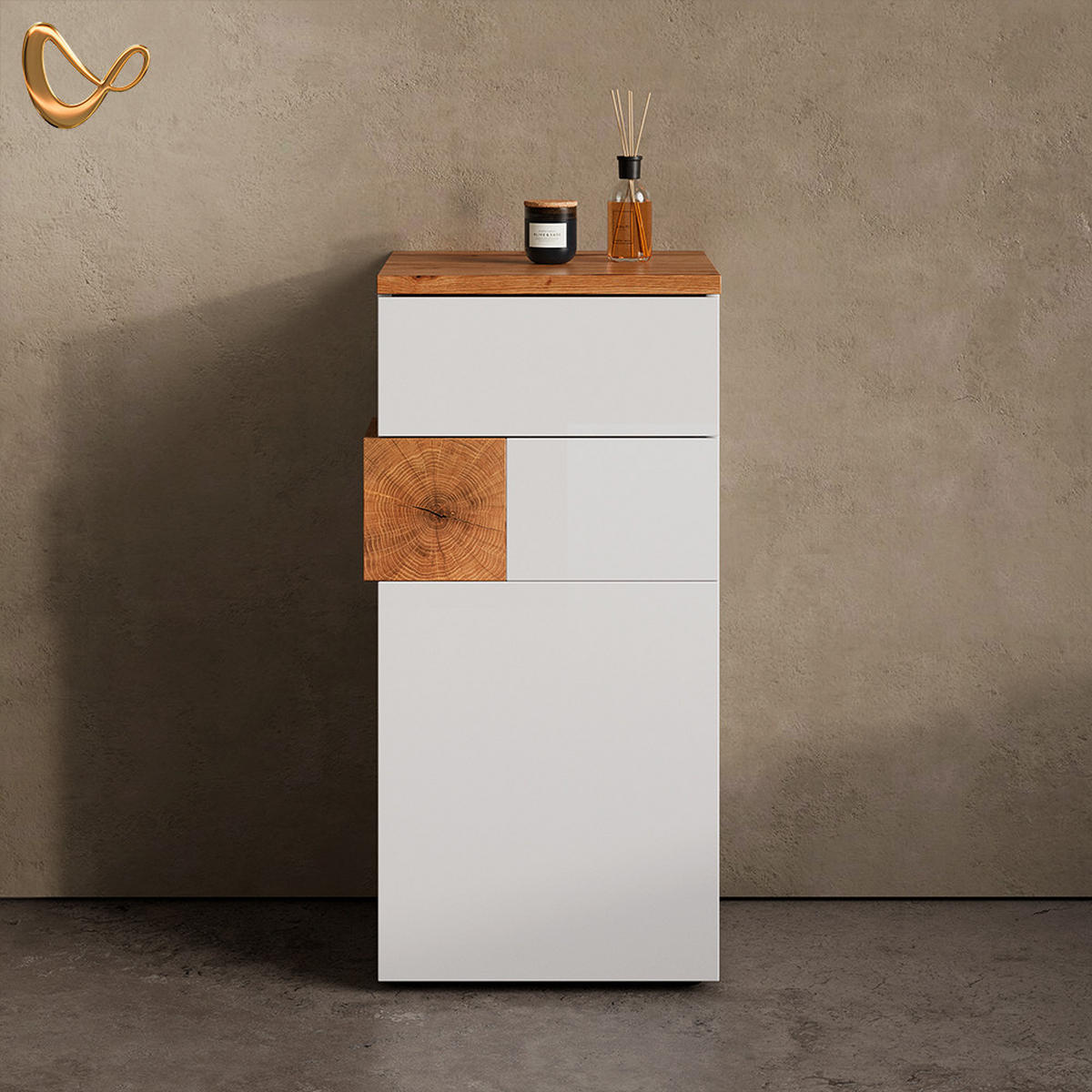 MIDISCHRANK Tanaro Weiß 40 x 84 cm - Weiß, Holzwerkstoff (40/84/37cm) - Livinity®