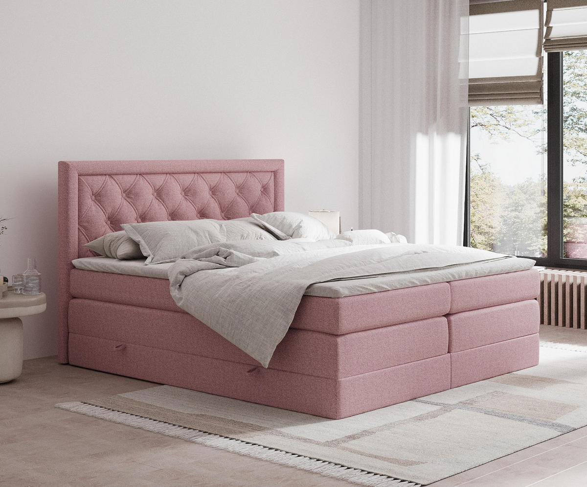 BOXSPRINGBETT Aurelia Rosa 160/200 cm - Schwarz/Rosa, Holz/Holzwerkstoff (160/200cm) - Maison de Reve