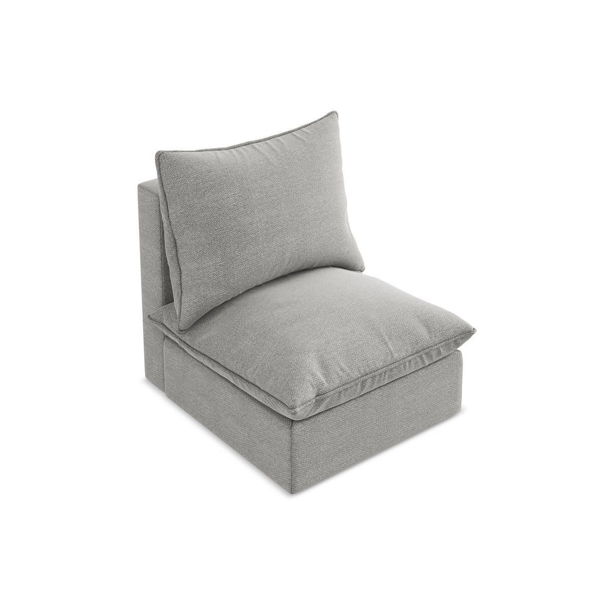 SOFAELEMENT Bouclé Stoff Grau - Hellgrau/Schwarz, Holzwerkstoff/Kunststoff (75/77/90cm) - LaMiaSofa