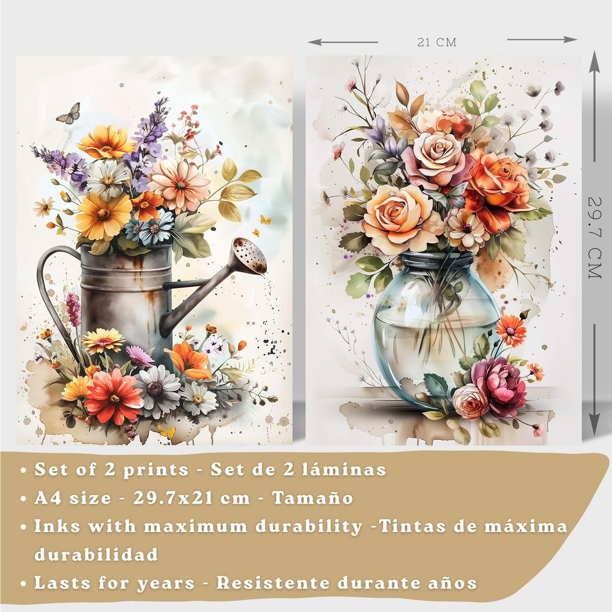 PLAKAT Sada 2 Váza A4 Černý rám - černá, papír (29.7/1/21cm) - Nacnic