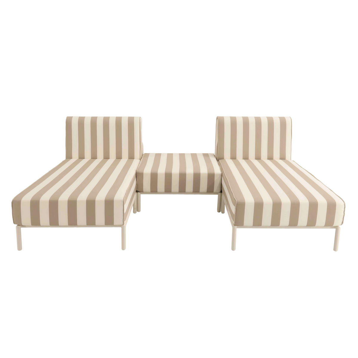 GARTENSOFA mit 3 Sitzplätzen, Beige - Beige, Metall - Oviala