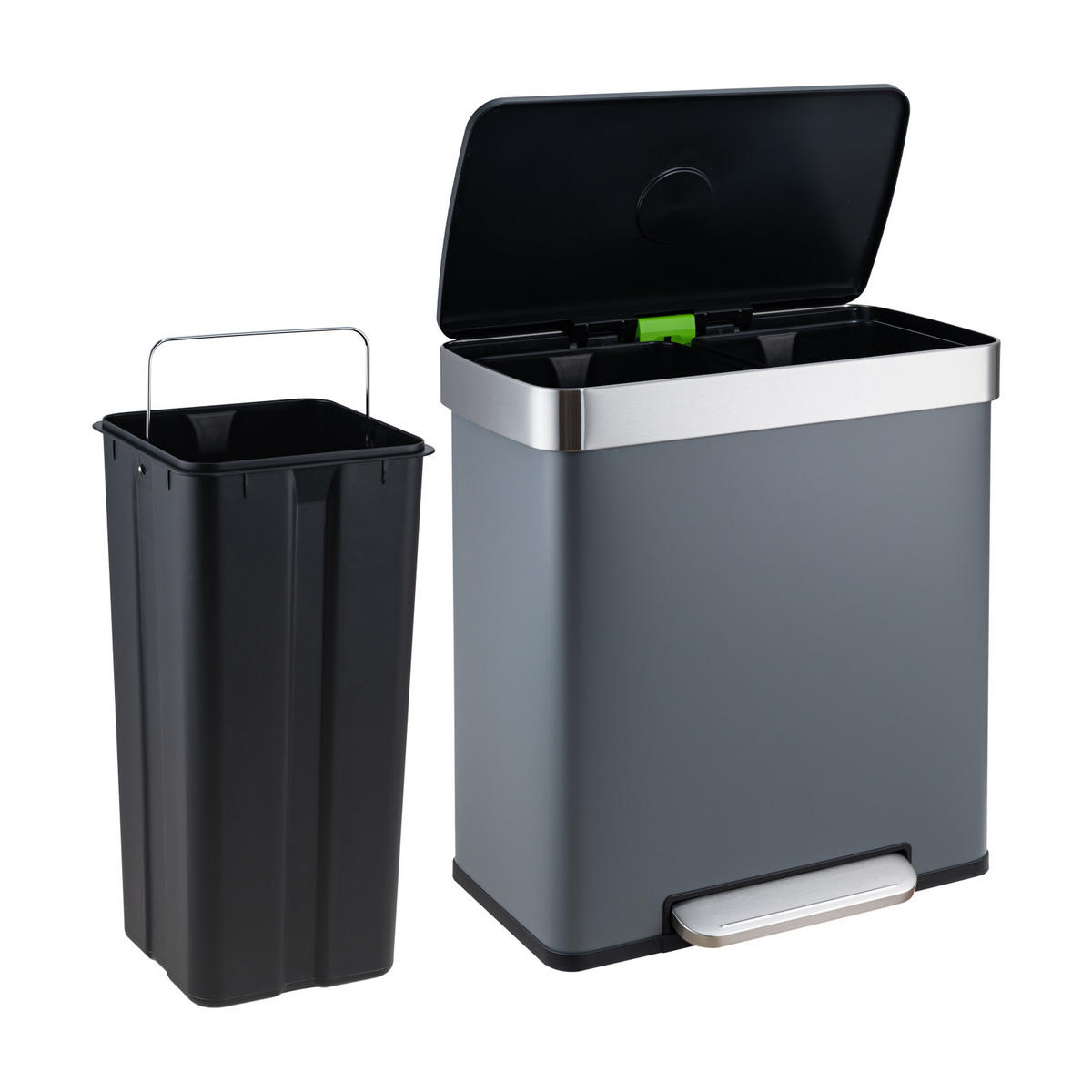 MÜLLEIMER LT2X30 60l Grau - Grau, Metall (58/59.5/36cm) - SVITA