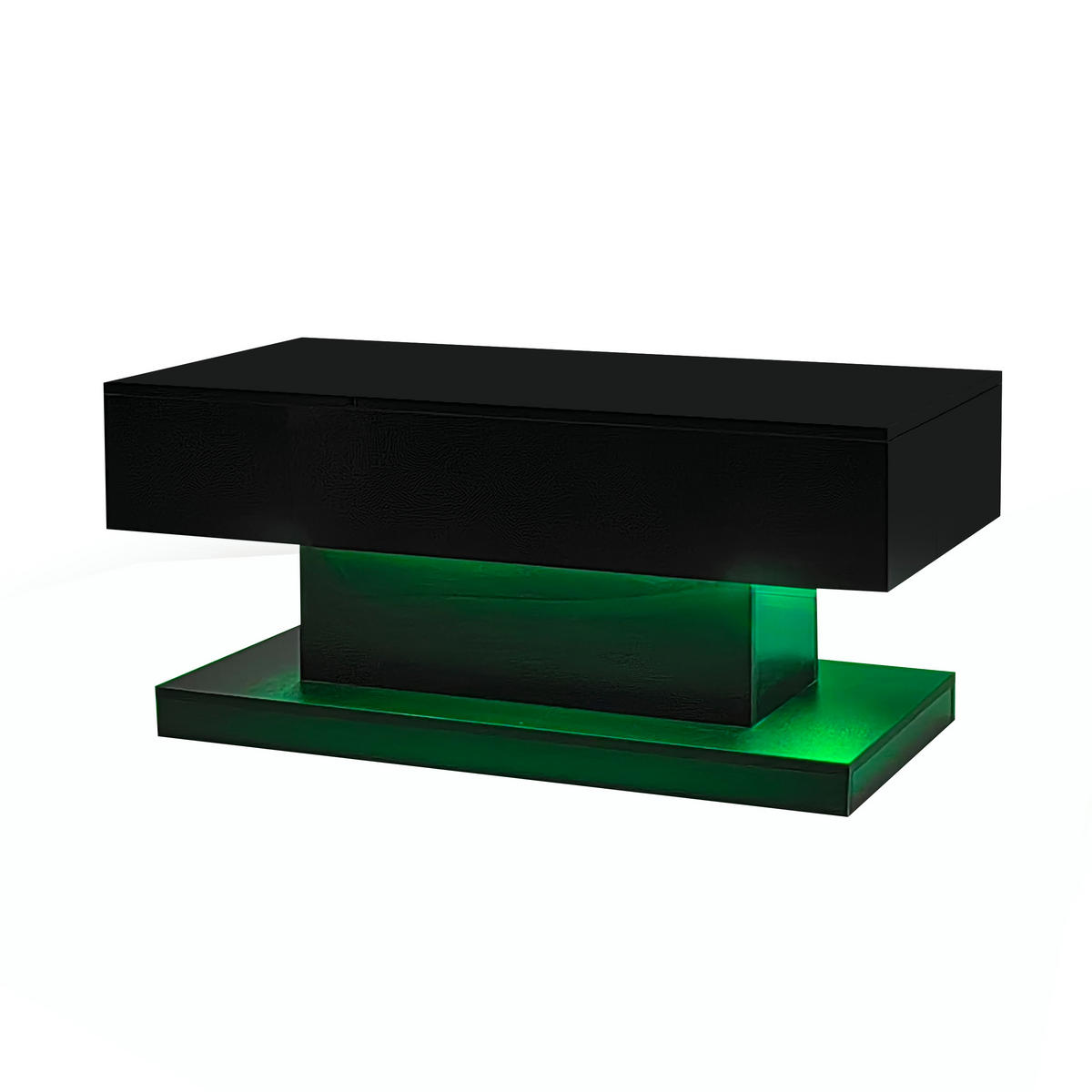 COUCHTISCH Schwarz 100/50/45 cm mit LED - Schwarz, Holzwerkstoff (50/100/45cm) - PANGIVO