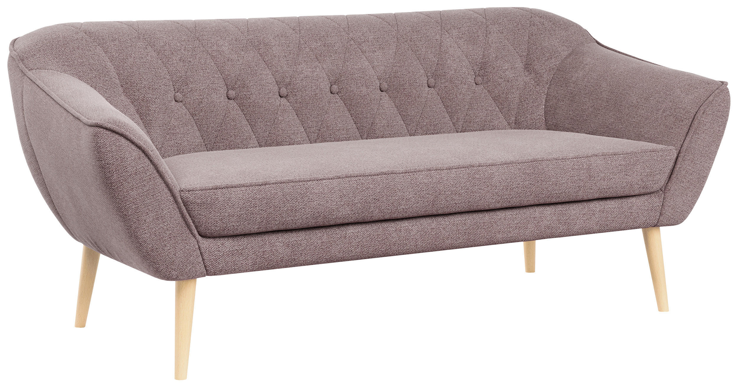 SOFA Pirs 3 Sitzer Strukture Rosa - Rosa/Braun, Holz/Textil (180/75/74cm) - MKS