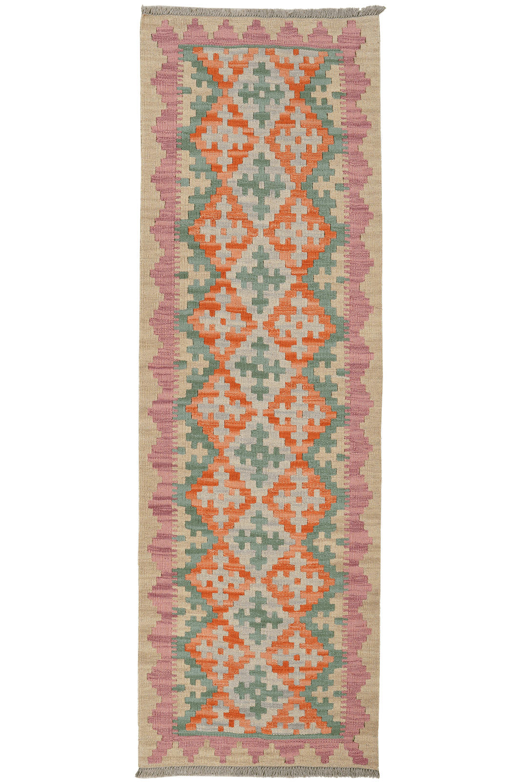 KELIM-LÄUFER handgewebt Gashgai Grün 195/62 cm Schurwolle - Grün, Textil (62/195cm) - Looma