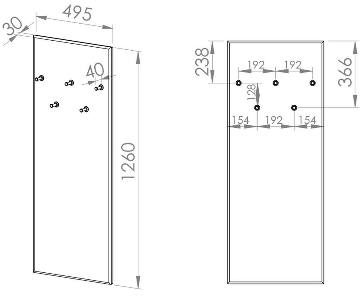 GARDEROBENSCHRANK Caro schwarz 50 / 3 / 126cm - Schwarz, Holz/Holzwerkstoff (50/126/3cm) - Feldmann-Wohnen