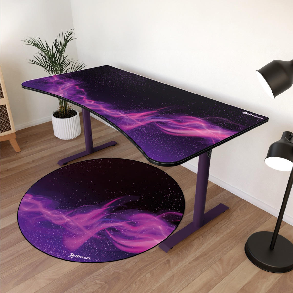 GAMINGTISCH Arena 160/82/71-81 cm Deep Purple - Galaxy - Lila, Metall (82/160/71cm) - Arozzi