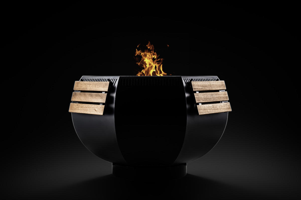 FEUERSCHALE mit Grillring WOX Schwarz 115 x 115 x 80 cm 110 kg pulverbeschichtet - Schwarz, Metall (115/80/115cm) - The Favilla