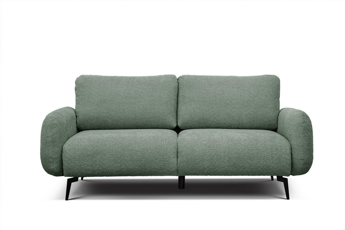 SOFA FEBE 3-Sitzer, salbeigrün - Salbeigrün/Schwarz, Holz/Textil (190/82/96cm) - Courtois Laville