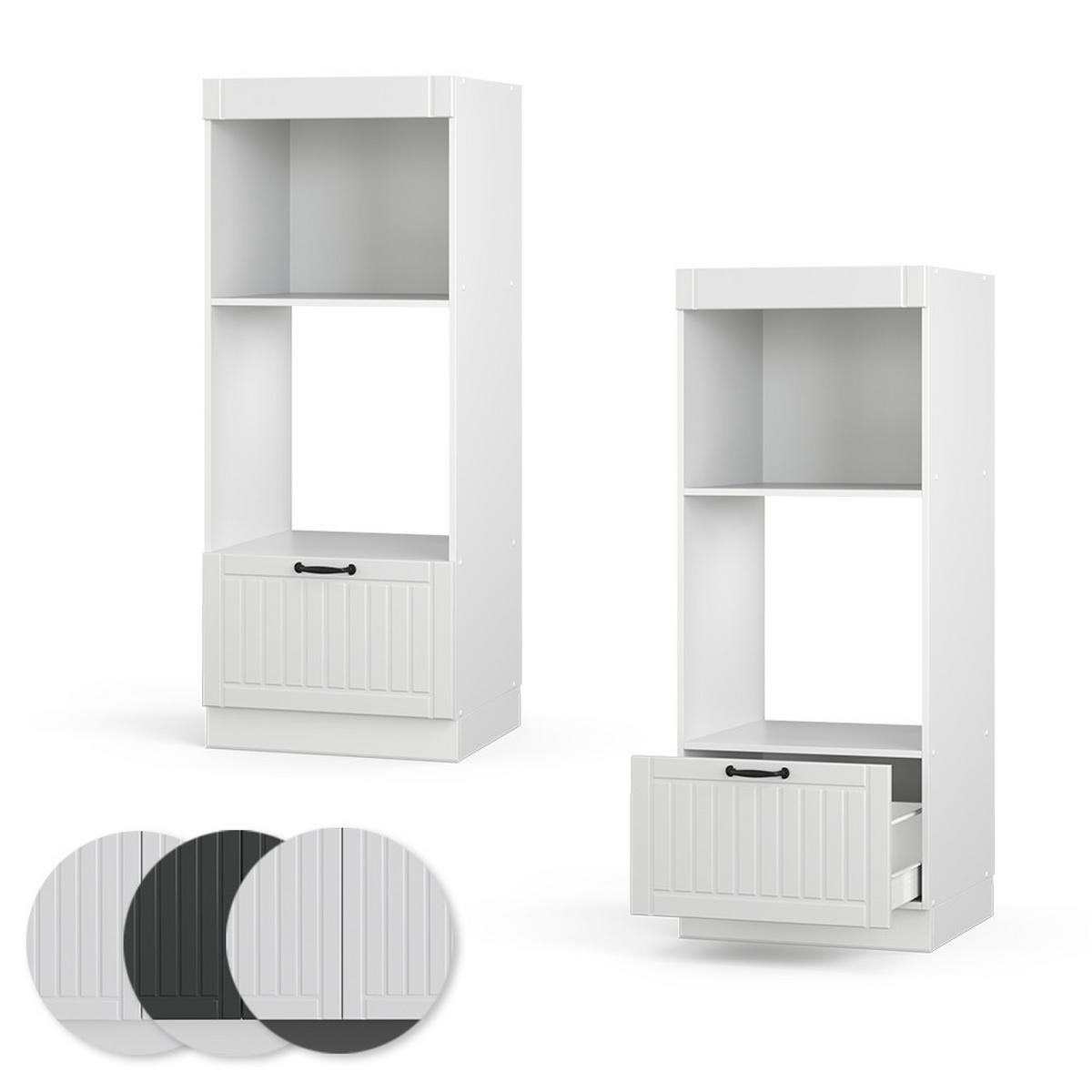MIKROWELLENSCHRANK Fame-Line Weiß Landhaus 60 cm offen - Weiß, Holzwerkstoff (60/153.6/58.1cm) - Vicco