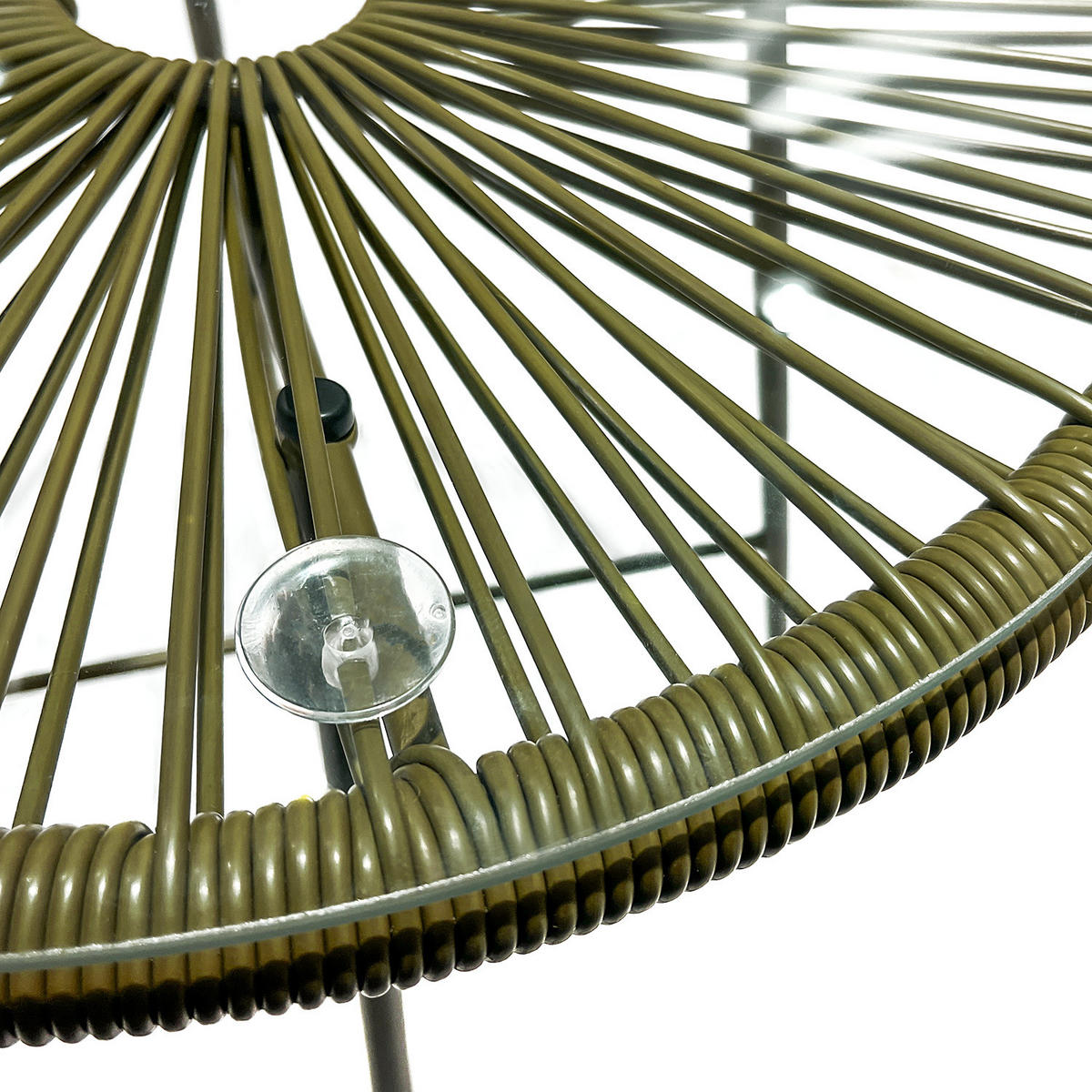 SITZGRUPPE - Stahl / Polyrattan - 3-teilig - Olivgrün, Naturmaterialien/Glas - home24