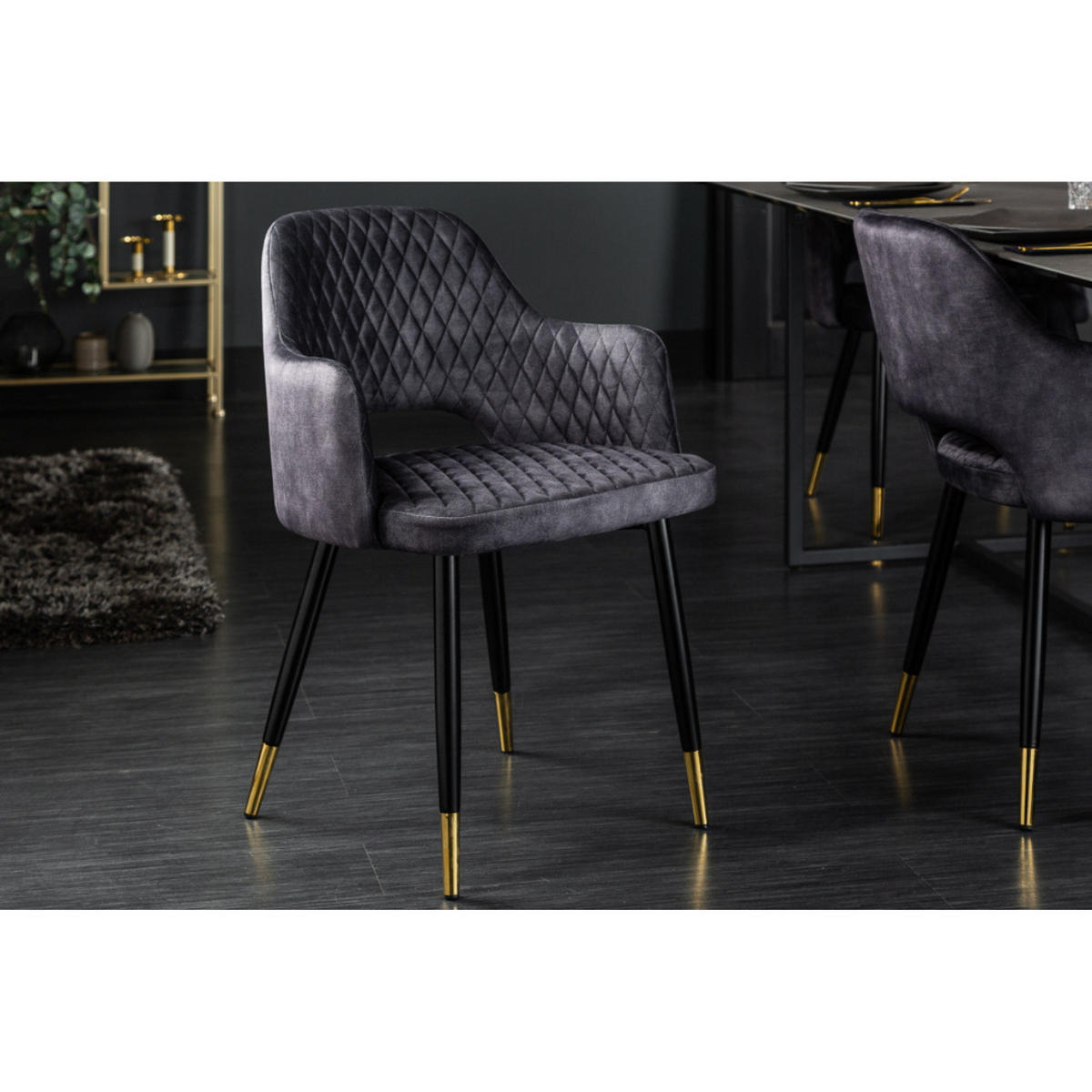 STUHL PARIS Samt Grau - Grau, Textil (56/81/57cm) - riess-ambiente