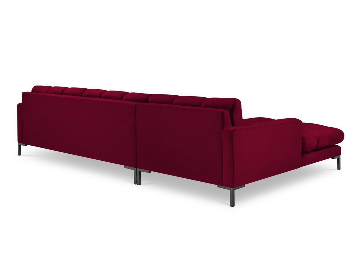ECKSOFA links Mamaia aus Samt rot 5 Sitzplätze - Rot, Textil (185/293cm) - Micadoni