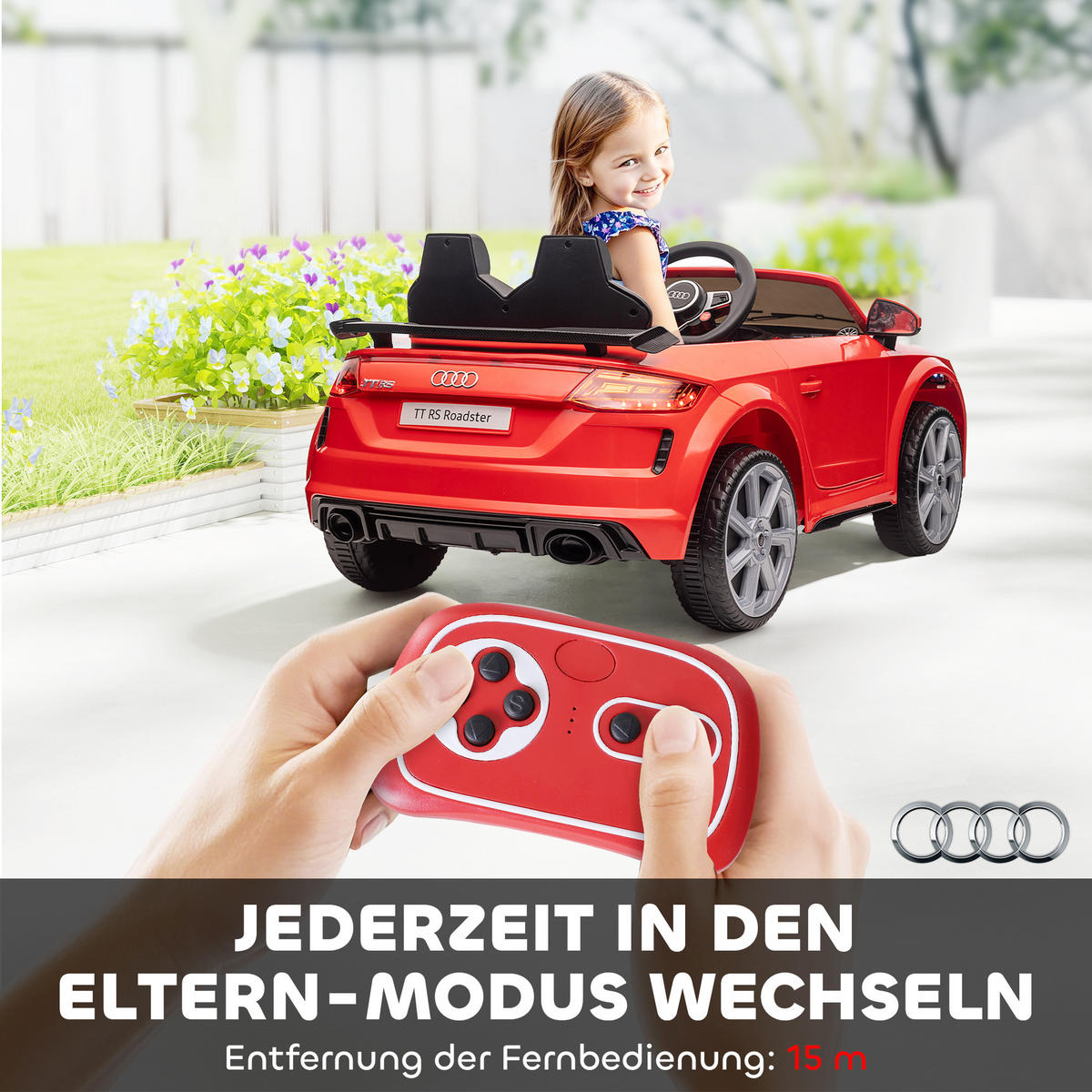 KINDERFAHRZEUG Fernbedienung Elektroauto MP3 3–5 Jahre Kunststoff Rot - Rot, Metall (102/60/44cm) - HOMCOM