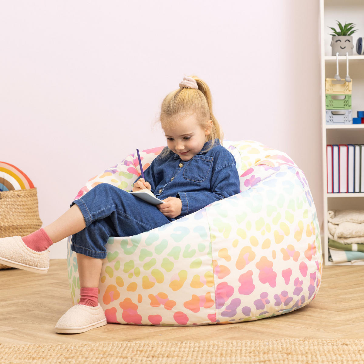 KINDERSITZSACK Kingston Leopard - Perlmutt/Multicolor, Textil (80/45/80cm) - icon